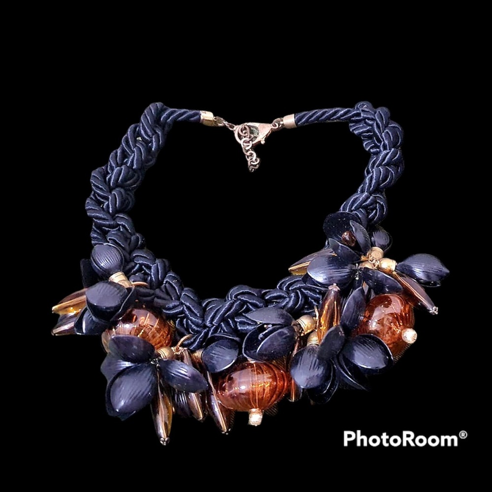 SOLIS italian handmade necklace, lace-up silver, ITALIAN MORANO GLASS